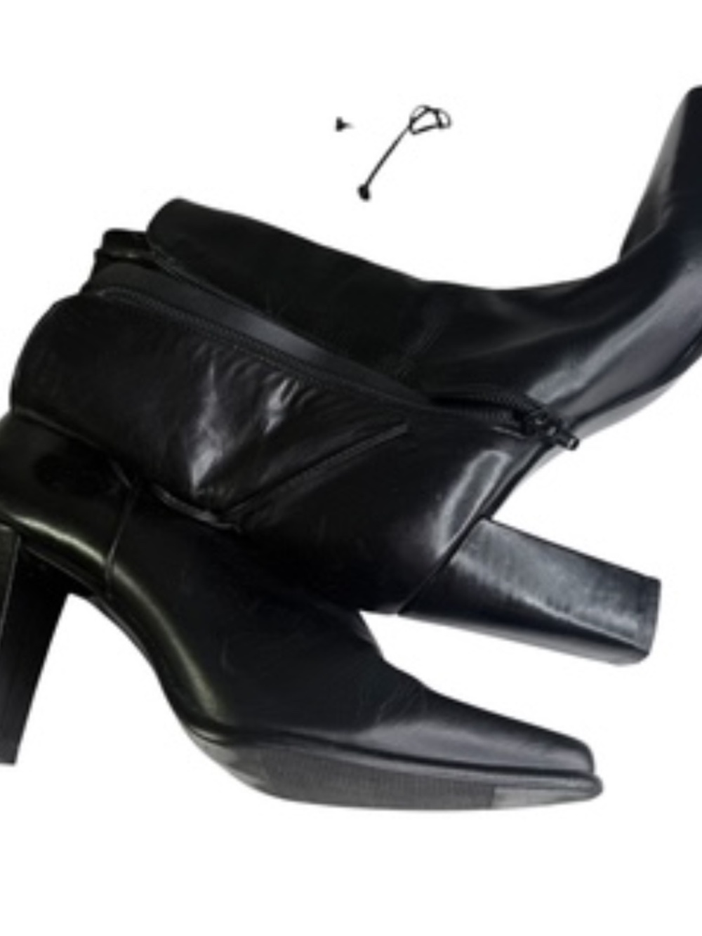 Enzo Angiolini Black Leather Ankle Wrap Tie Inside Zip Boot Size 7 - Picture 4 of 6